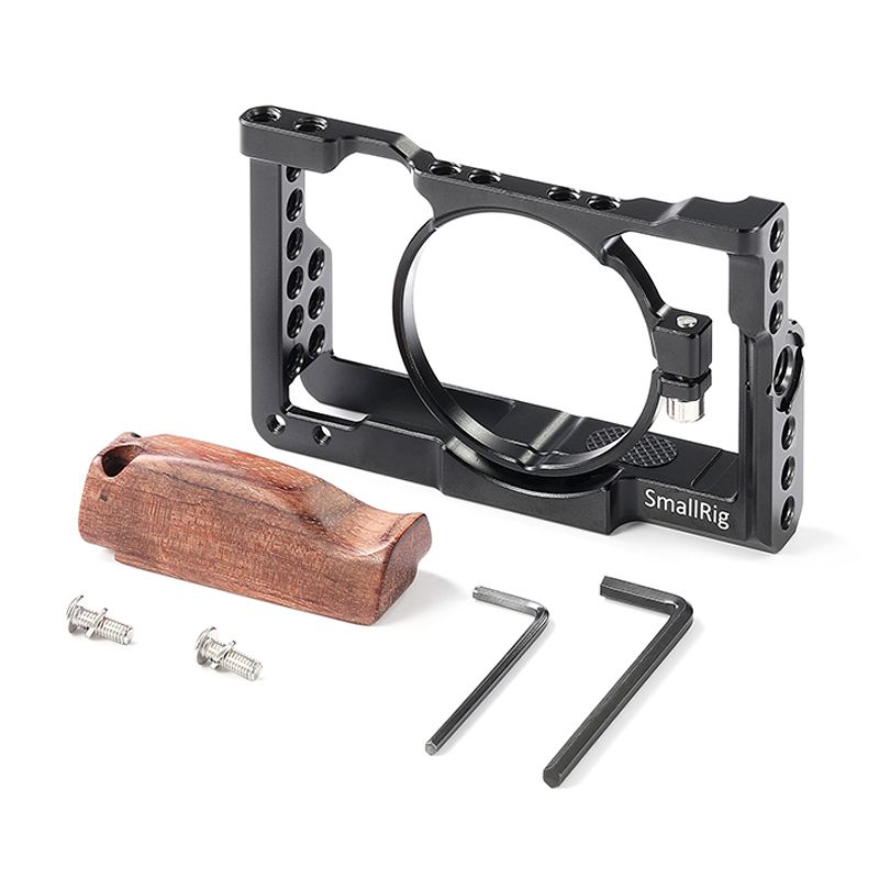 SmallRig-2225-RX100-M6-Camera-Cage-With-Wooden-Side-Handle-for-Sony-RX100-VI-DSLR-Cage-Wood-Hand-Gri-1725953