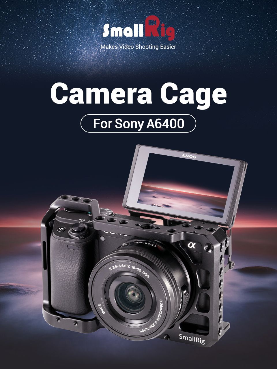 SmallRig-2310-Camera-Cage-Stabilizer-for-Sony-A6300-A6400-A6500-Form-Fitted-DSLR-Camera-Cage-With-14-1763930