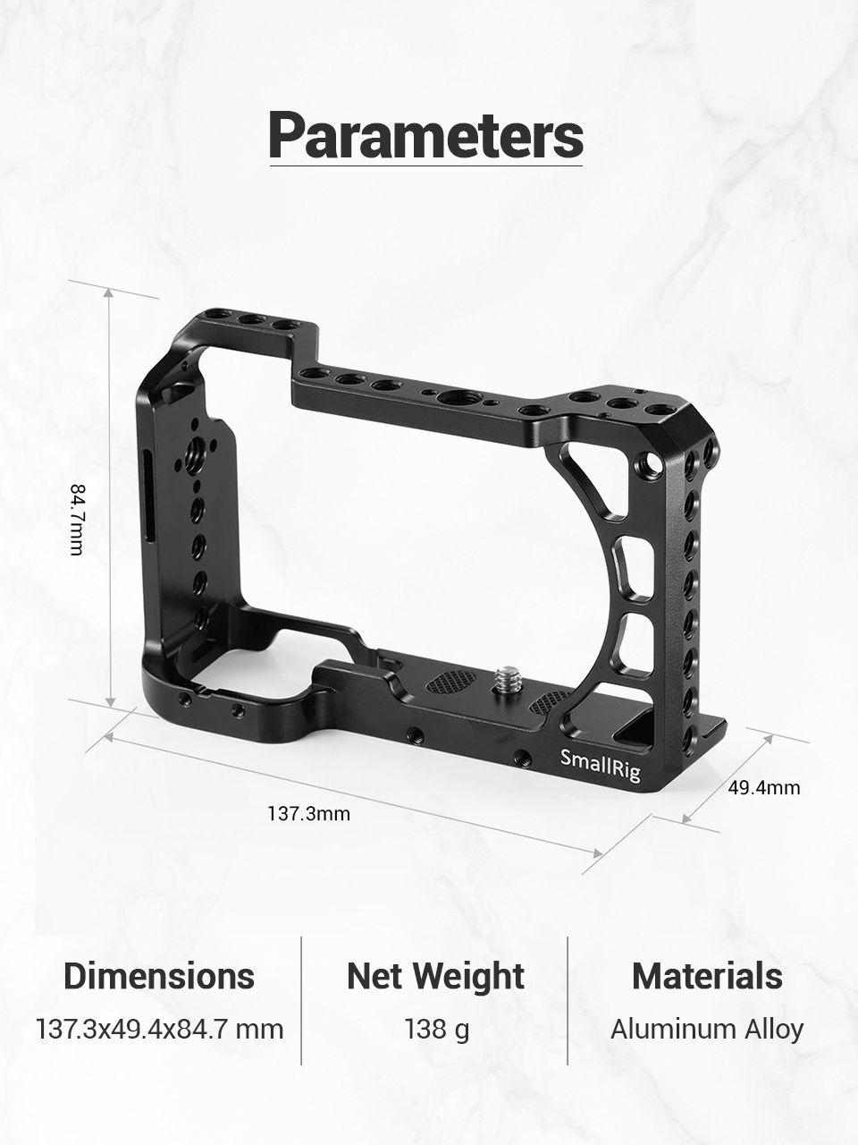 SmallRig-2310-Camera-Cage-Stabilizer-for-Sony-A6300-A6400-A6500-Form-Fitted-DSLR-Camera-Cage-With-14-1763930