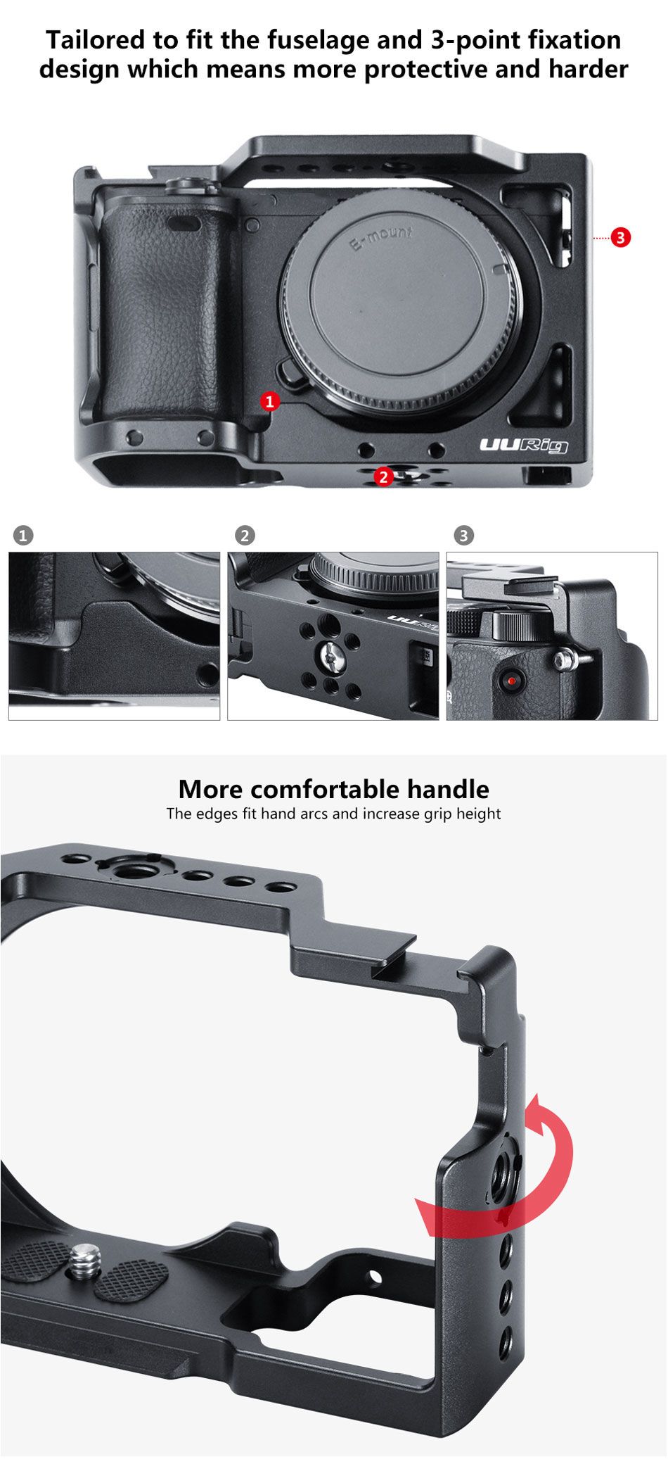 UURig-C-A6400-Vlog-Housing-Cage-Frame-Rig-Stabilizer-for-Sony-A6400-A6300-DSLR-Camera-With-14-38-Col-1453729