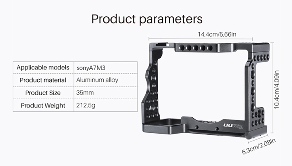 UURig-C-A73-Metal-Camera-Cage-with-Camera-Microphone-Light-Mount-Quick-Release-Plate-Arri-Hole-Exten-1657730