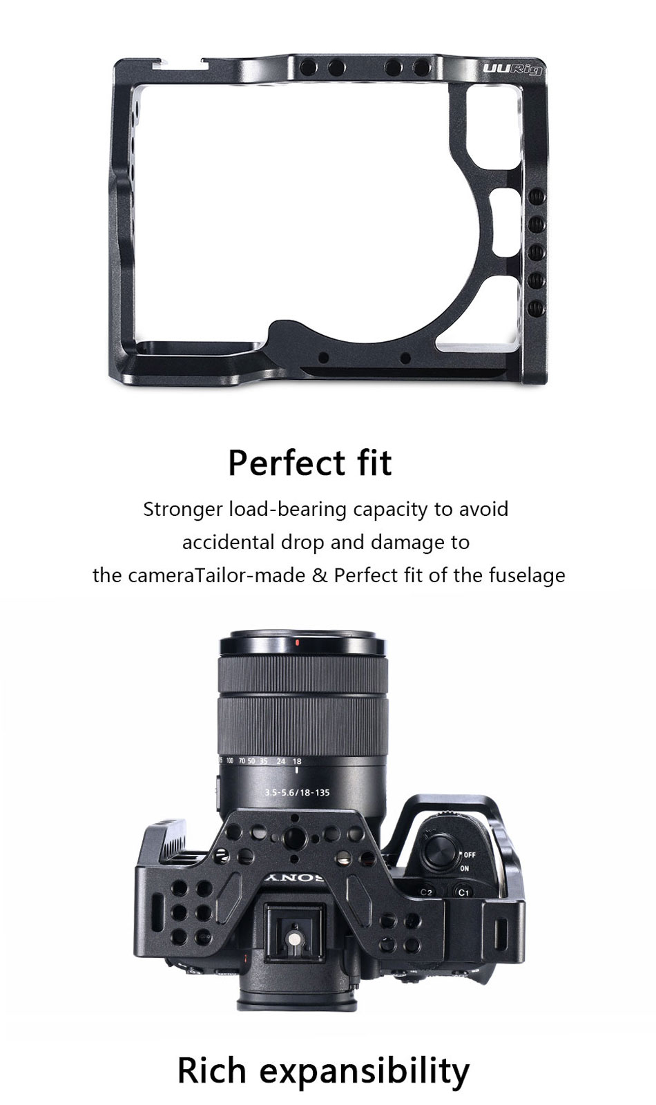 UURig-C-A7III-Stabilizer-Rig-Cage-Case-with-Cold-Shoe-Mount-14-Standard-Thread-for-SONY-A7M3-A7R3-A7-1534594