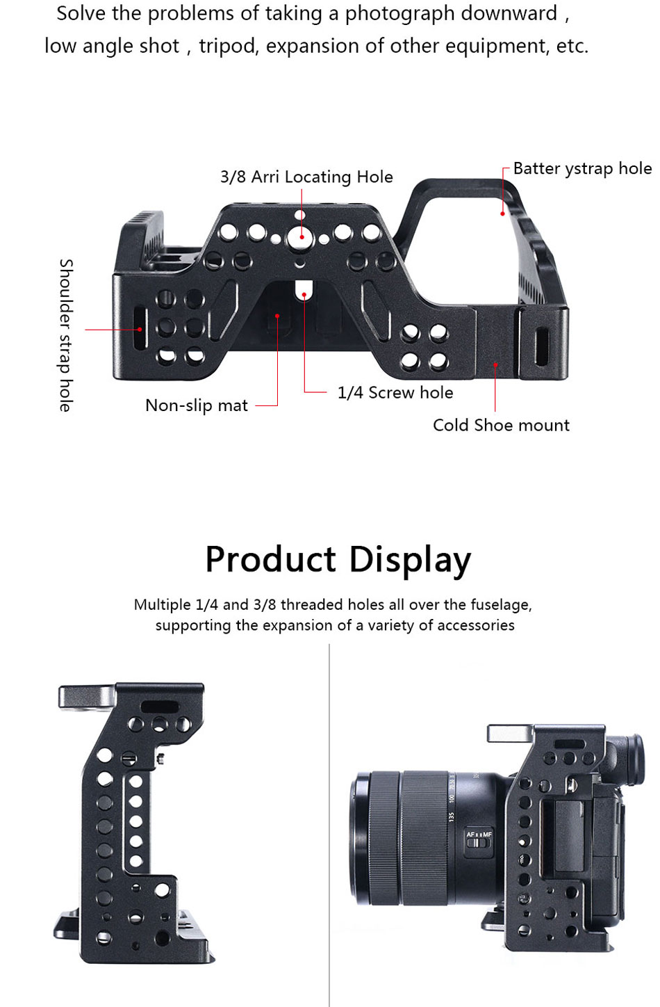UURig-C-A7III-Stabilizer-Rig-Cage-Case-with-Cold-Shoe-Mount-14-Standard-Thread-for-SONY-A7M3-A7R3-A7-1534594