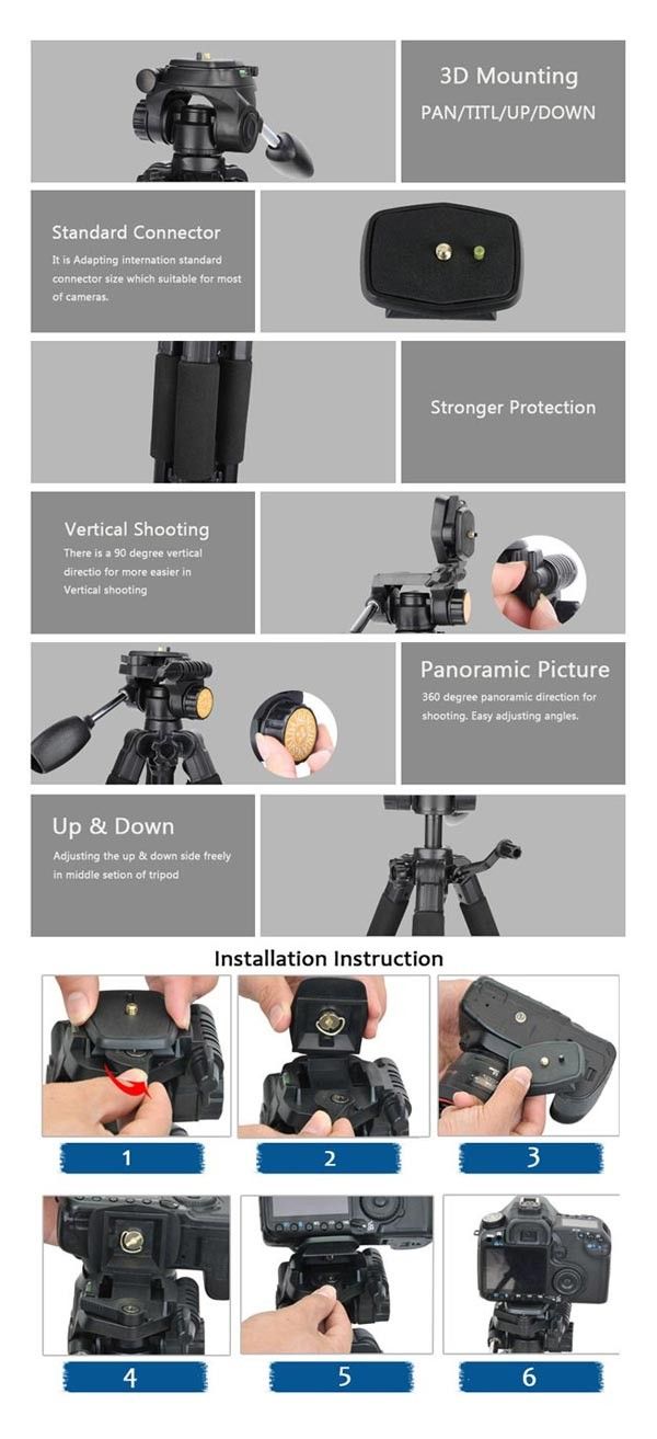 Portable-QZSD-Q111-4-Sections-5KG-Tripod-With-Q08-Rocker-Arm-Ball-Head-For-SLR-Camera-1001454