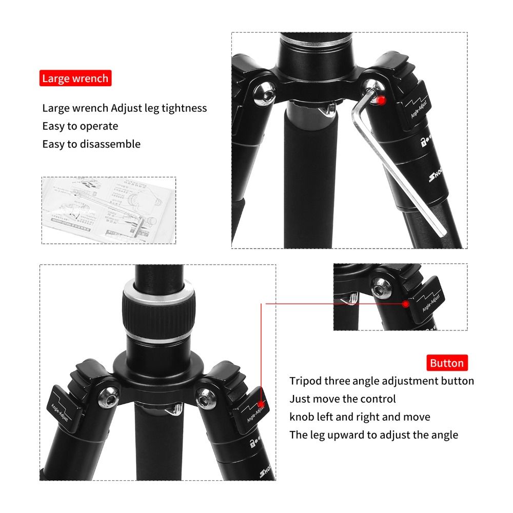 SHOOT-XTGP438-Aluminum-Alloy-4-Sections-Camera-Tripod-for-Canon-for-Nikon-DSLR-Stand-With-Ball-Head--1280846