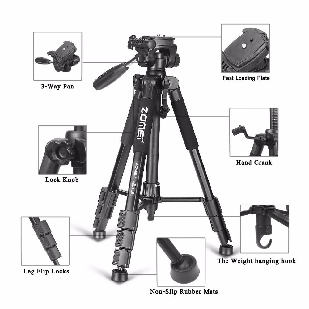 Zomei-Z666-Professional-Portable-Travel-Aluminium-Camera-Tripod-Stand-with-Pan-Head-for-Canon-Dslr-C-1411507