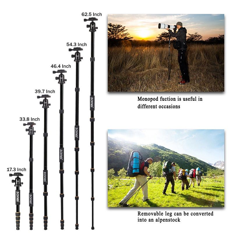 ZOMEI-Q666-Lightweight-Portable-Professional-Travel-Camera-Tripod-Monopod-Aluminum-Ball-Head-Compact-1764619