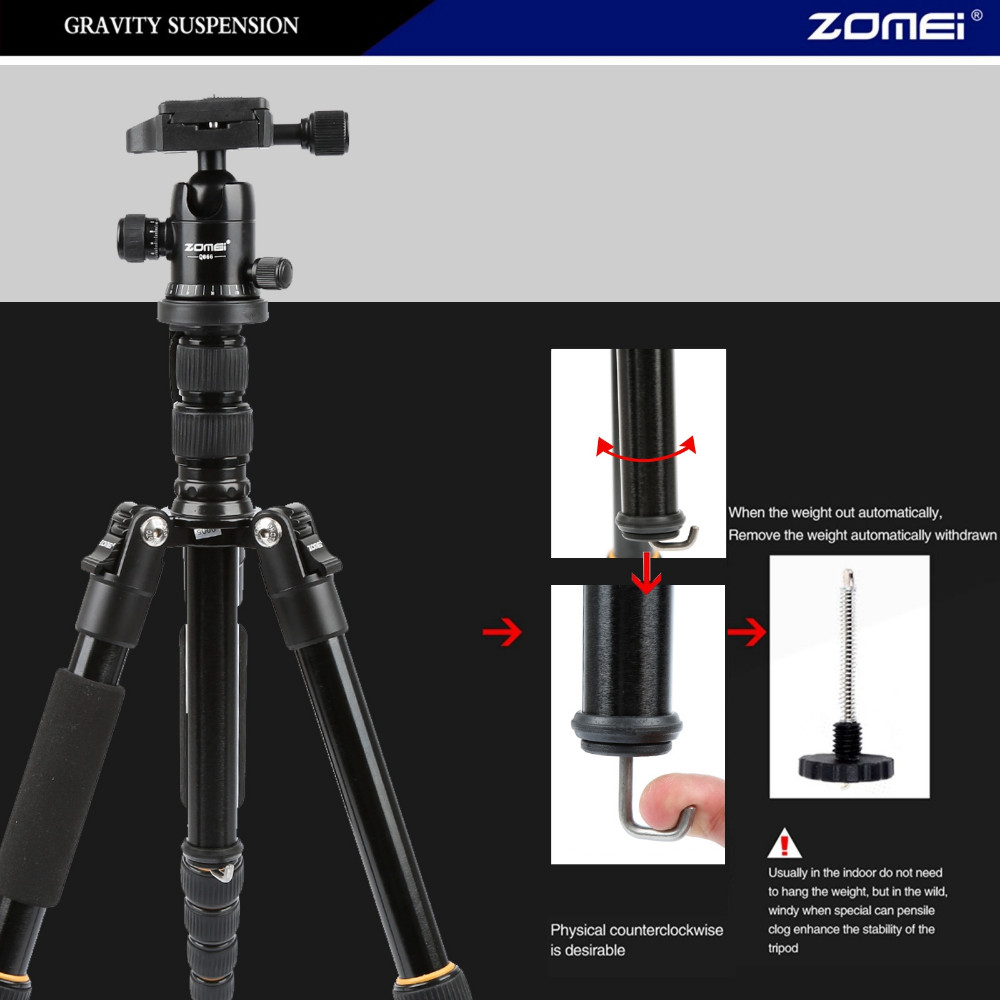 ZOMEI-Q666-Lightweight-Portable-Professional-Travel-Camera-Tripod-Monopod-Aluminum-Ball-Head-Compact-1764619