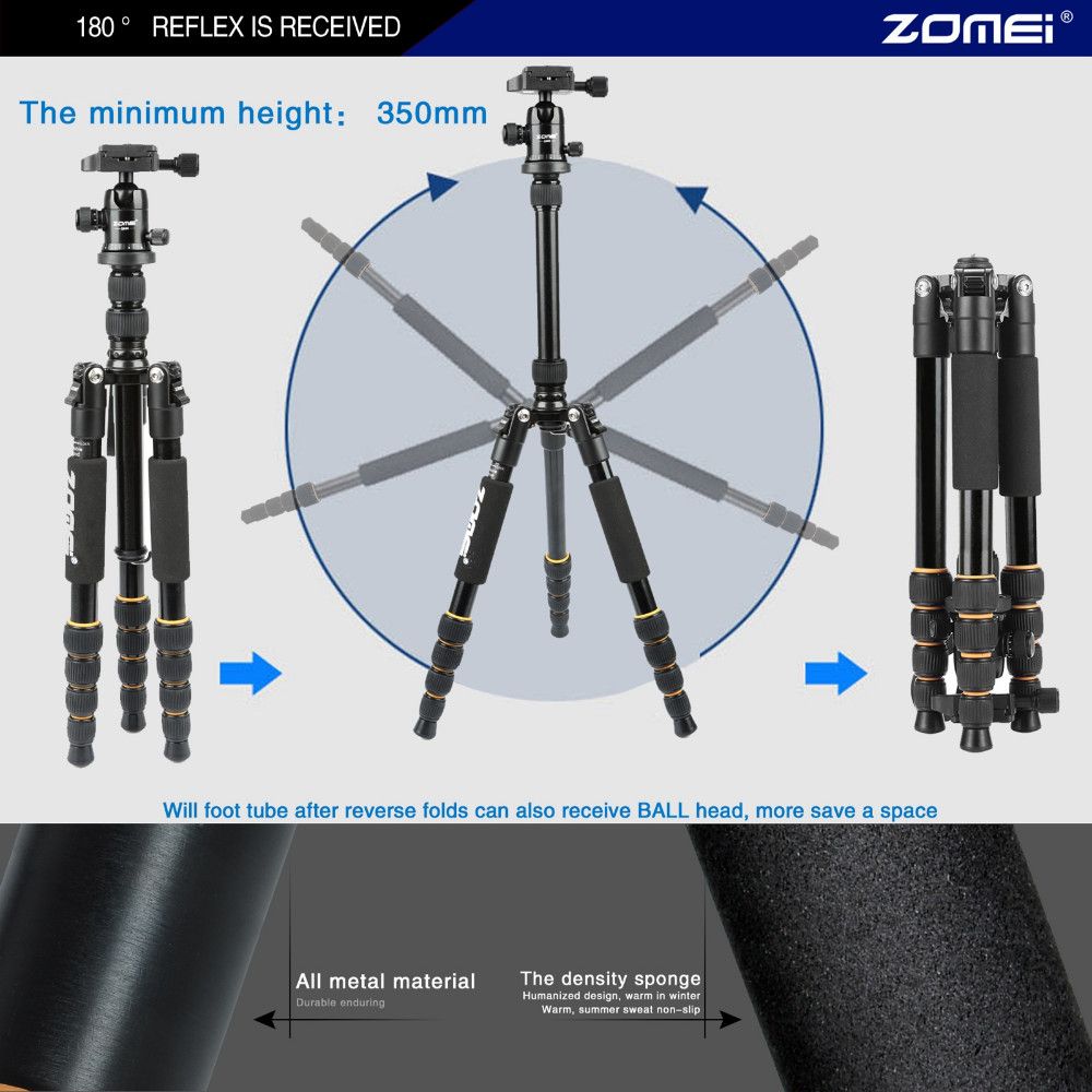 ZOMEI-Q666-Lightweight-Portable-Professional-Travel-Camera-Tripod-Monopod-Aluminum-Ball-Head-Compact-1764619