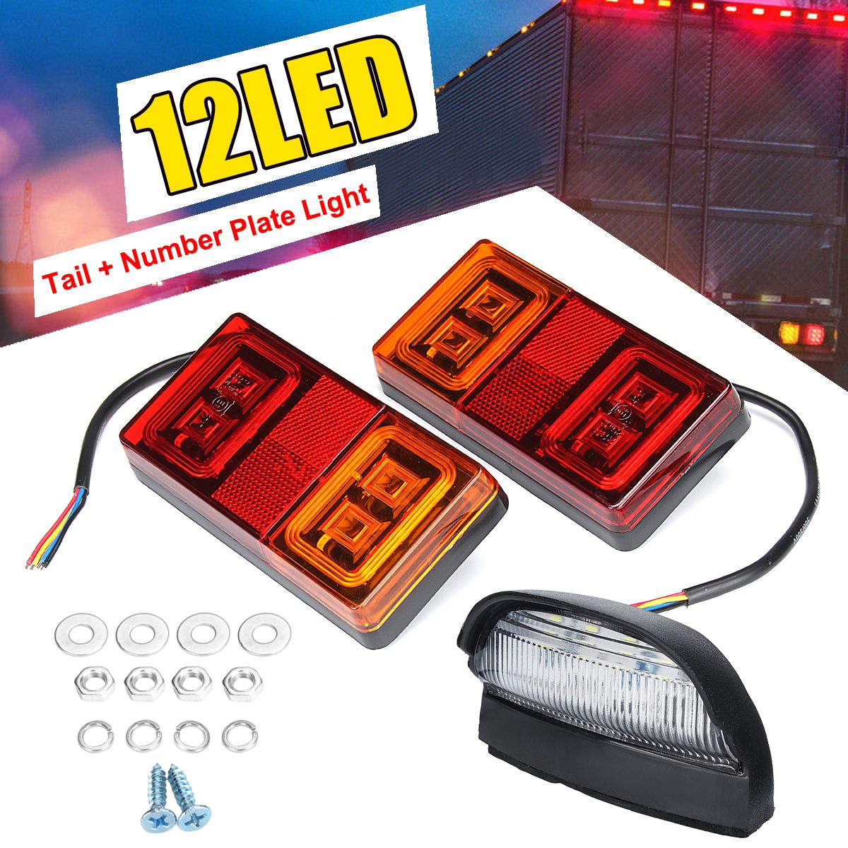 12V-16-LED-Car-Tail-Light-4-LED-License-Plate-Lamp-for-Truck-Trailer-Boat-1389529