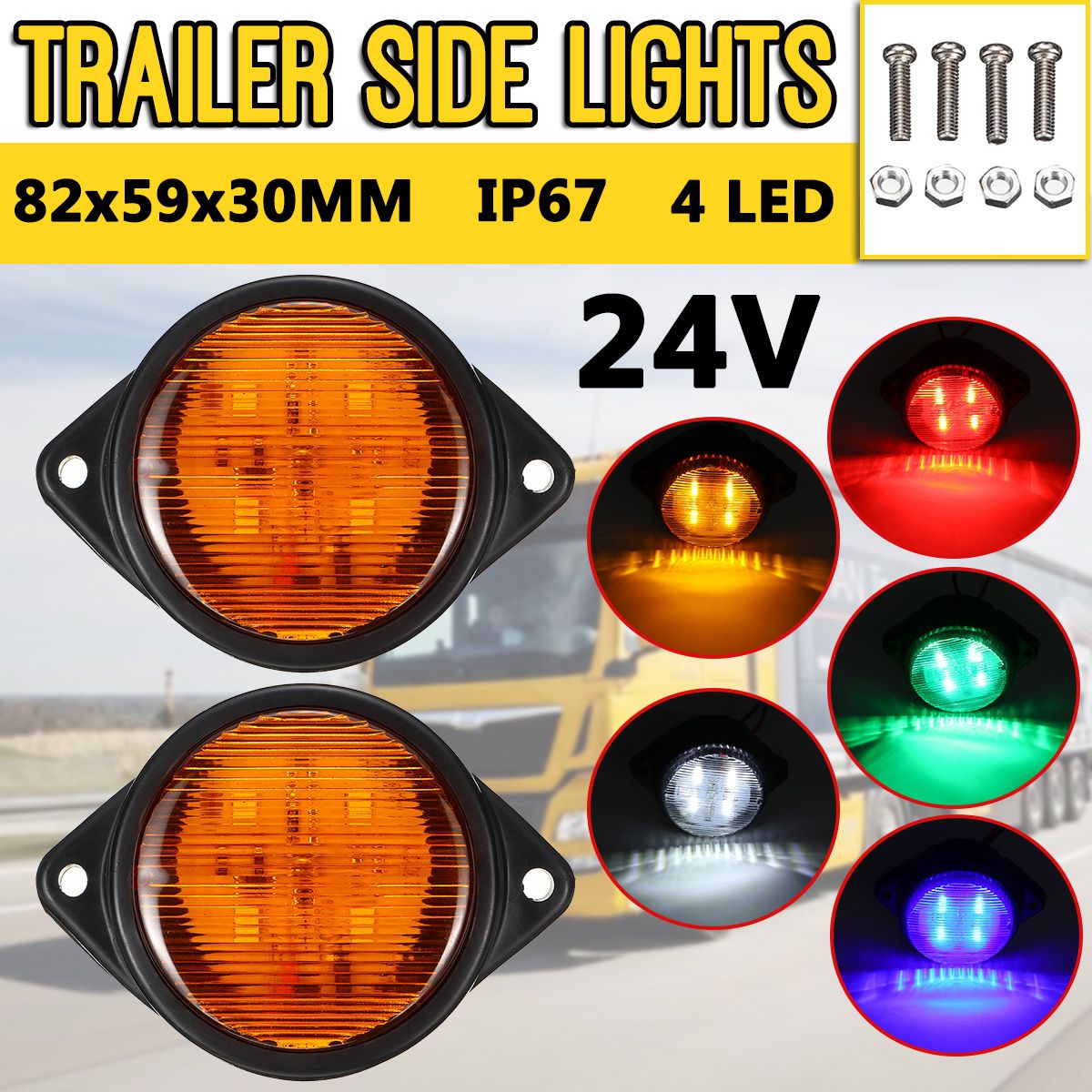 2PCS-24V-4LED-Trailer-Side-Marker-Lights-Truck-Caravan-Van-Stop-Indicator-Light-1742177