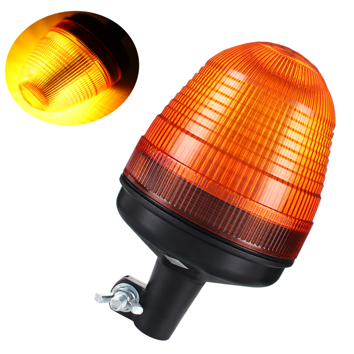 60-LED-Rotating-Flashing-Light-Amber-Beacon-DIN-Pole-Mount-Tractor-Warning-Light-Lamp-1224V-1701182