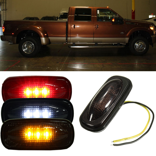 For-Ford-F350-F450-LED-Fender-Bed-Side-Marker-Lights-Lamps-Smoke-Lens-1015697