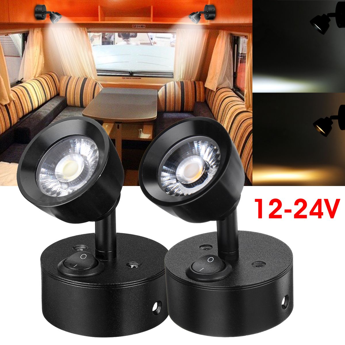 LED-Spot-Beam-Lights-Reading-Lamp-3000K-6000K-12-24V-1W-for-Bedside-Caravan-Boat-RV-Truck-1421399
