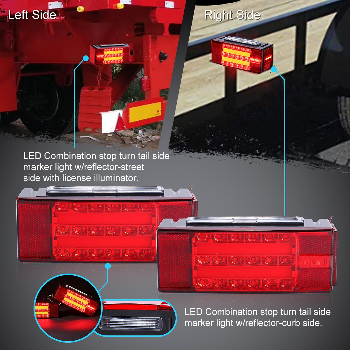 Pair-LED-Rectangle-Stud-Stop-Turn-Tail-Lights-Waterproof-Red-for-Truck-Trailer-Boat-1659899