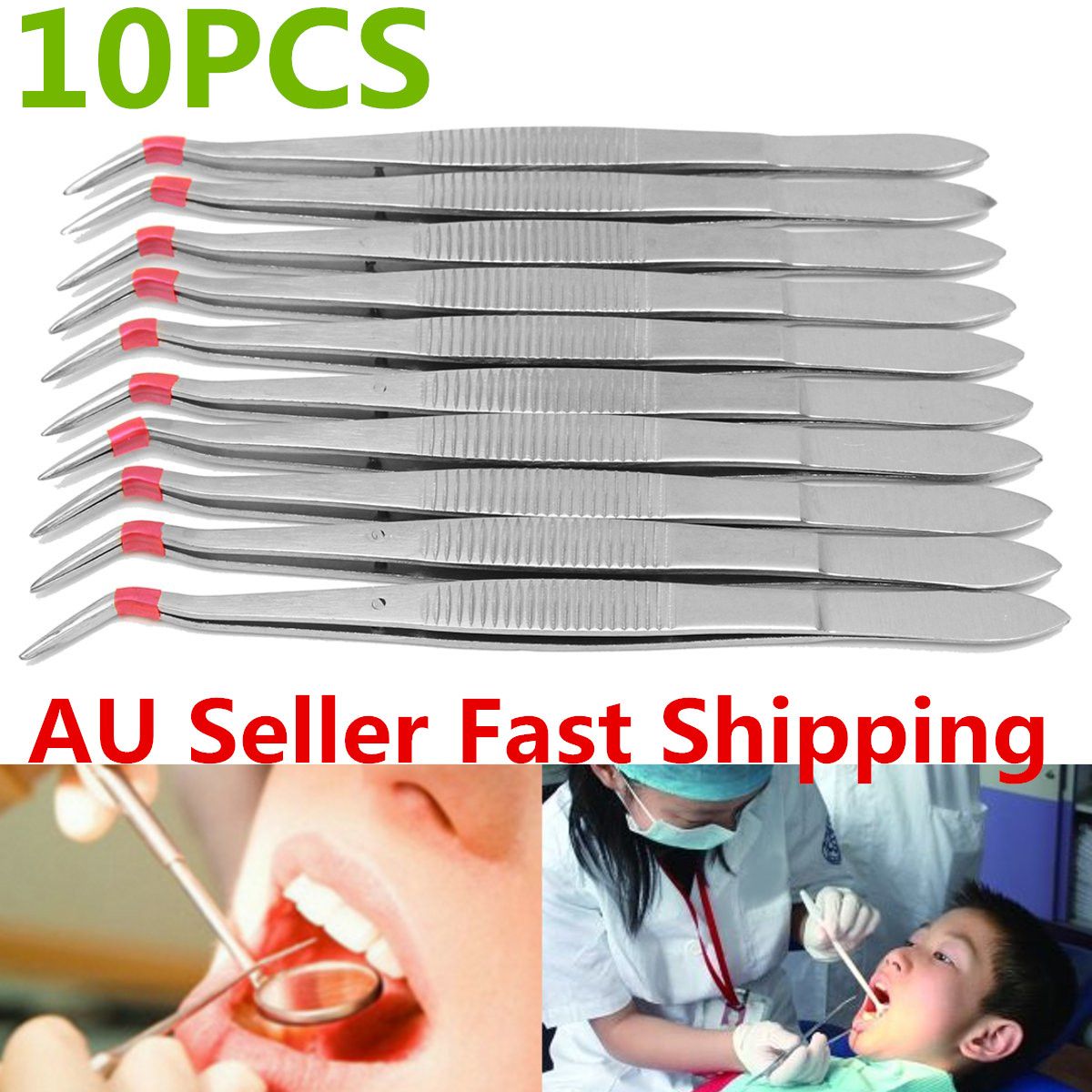 10Pcs-6inch-Stainless-Steel-Dental-Tweezers-Surgical-Lab-Instruments-Dentistry-Tool-1141171