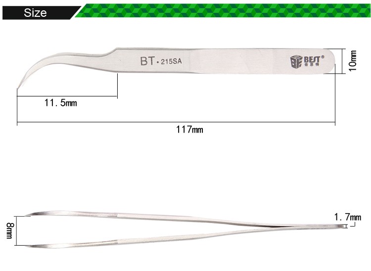 BEST-BST-215-SA-New-Stainless-Steel-Industrial-Anti-static-Tweezer-Watchmaker-Repair-Tools-Excellent-1364535