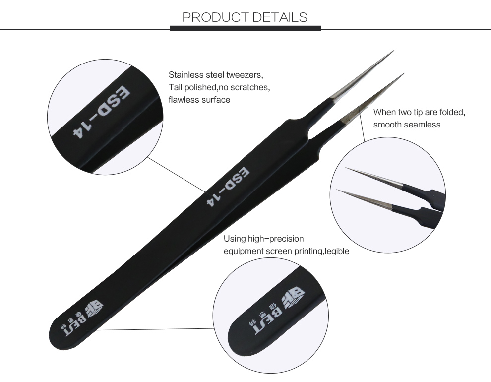 BEST-BST-ESD-14-Precision-Tweezer-Antistatic-Tweezers-Stainless-Tweezers-Model-Pointed-1364529