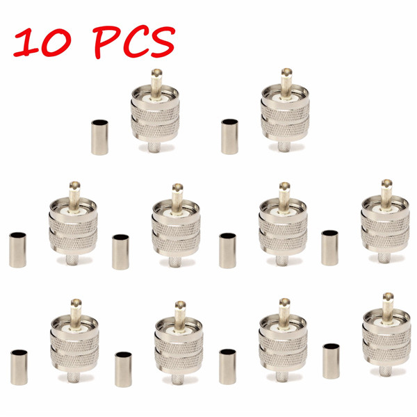 10pcs-UHF-Male-Connector-Pl259-Plug-Crimp-RG58-RG142-LMR195-Cable-Connector-Adapter-1242180