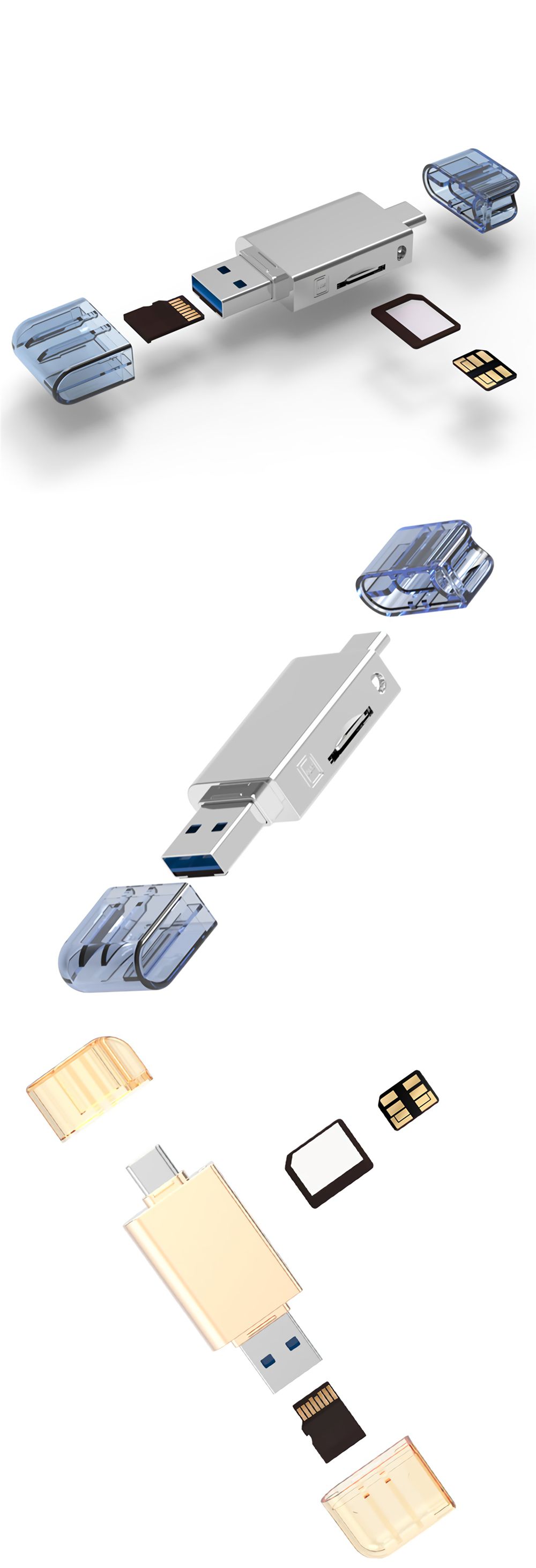 2-in-1-Zinc-Alloy-USB-Type-C-TFNM-Card-Reader-Dual-Use-USB-Hub-Nano-Memory-Card-Reader-USB30-Adapter-1695192