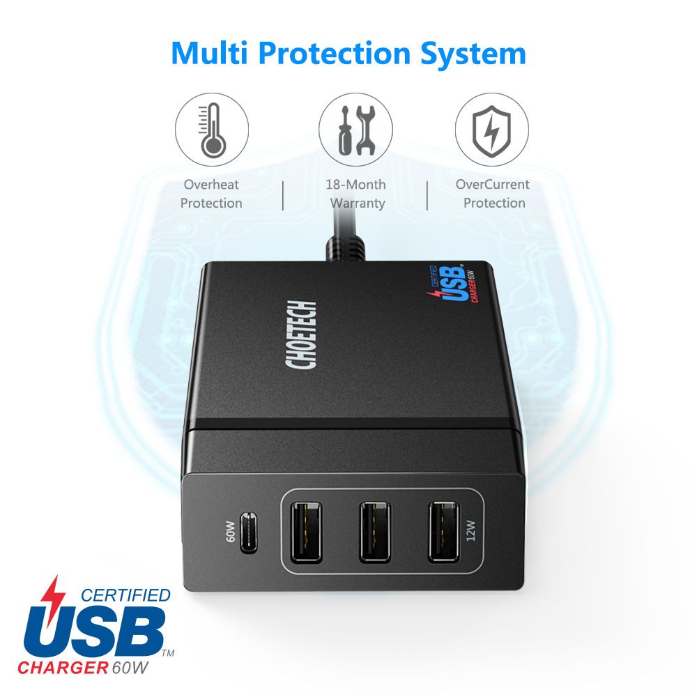 CHOETECH-72W-Multi-Port-USB-Quick-Charger-Power-Adapter-for-Smartphone-Tablet-Laptop-1630295