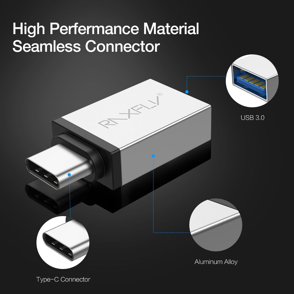 RAXFLY-Type-C-To-USB-30-OTG-Adapter-Converter-For-Oneplus-5T-Mix-2-Mi-A1-HUAWEI-Mate-10-S9-1279016