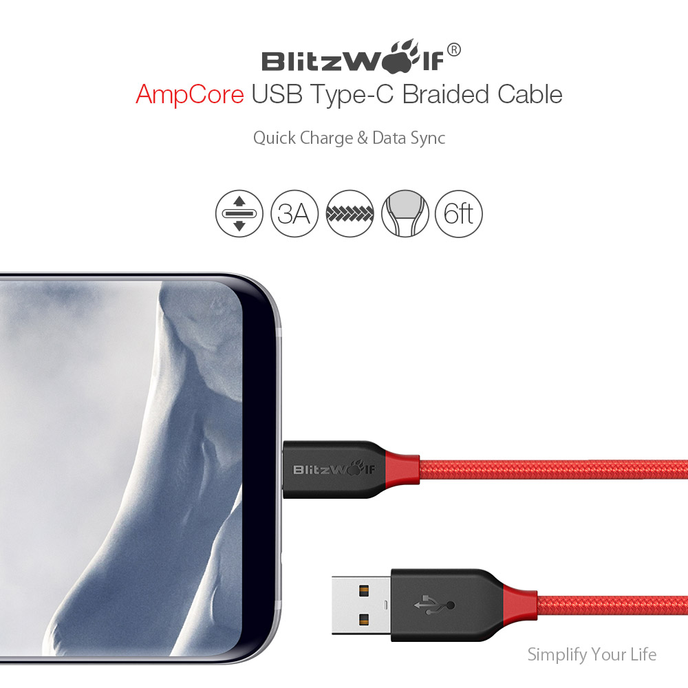 2--BlitzWolfreg-AmpCore-BW-TC6-3A-USB-Type-C-Braided-Charging-Data-Cable-6ft18m-With-Magic-Tape-Stra-1629874