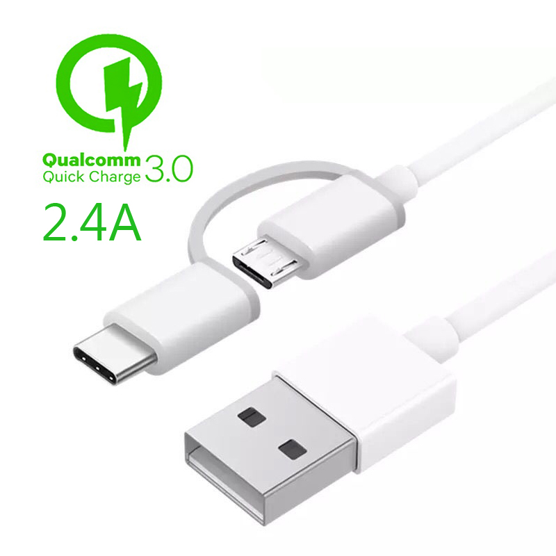 Bakeey-2-in-1-QC-30-Type-C-Micro-USB-Fast-Charging-Cable-30cm-For-Oneplus-5-6-Note-4x-1231060