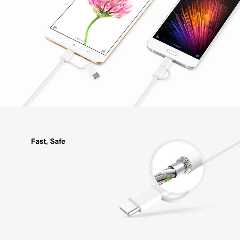 Bakeey-2-in-1-QC-30-Type-C-Micro-USB-Fast-Charging-Cable-30cm-For-Oneplus-5-6-Note-4x-1231060