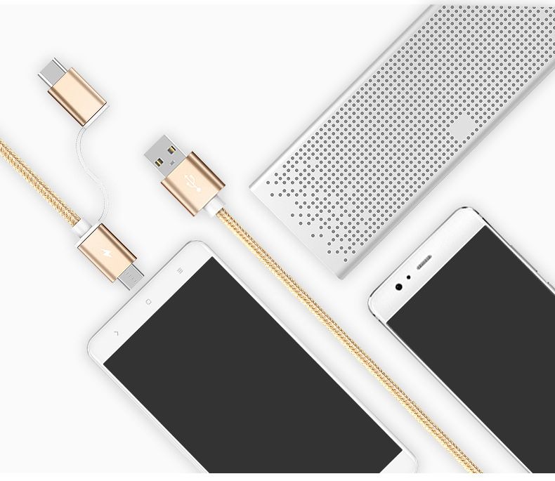 Bakeey-2-in-1-Type-C-Micro-USB-Nylon-Braided-Data-Charging-Cable-USB-20-for-6-Oneplus-S8-S7-1198446