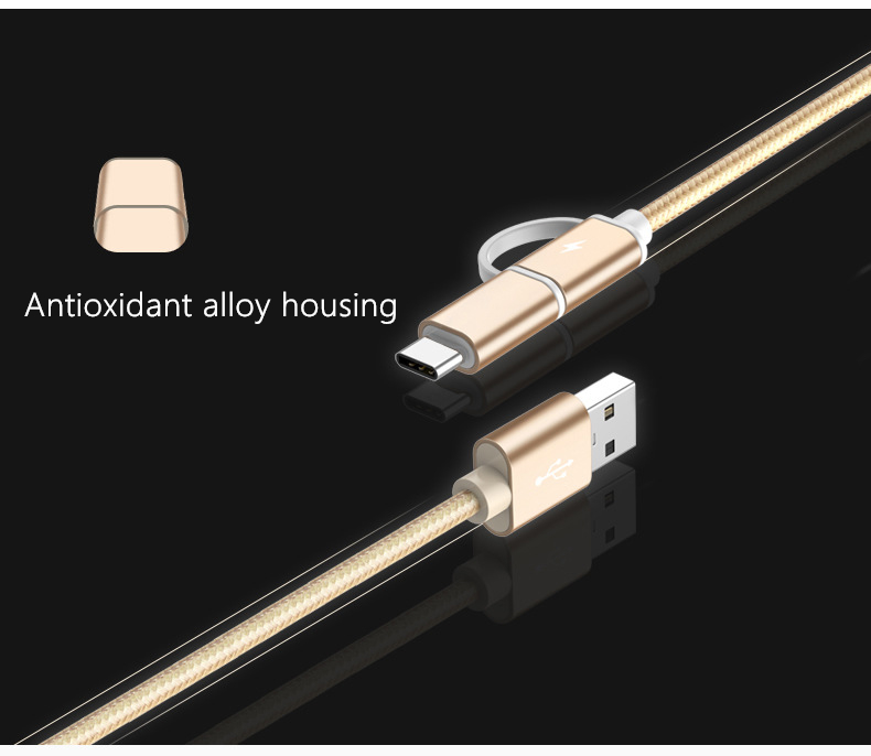 Bakeey-2-in-1-Type-C-Micro-USB-Nylon-Braided-Data-Charging-Cable-USB-20-for-6-Oneplus-S8-S7-1198446