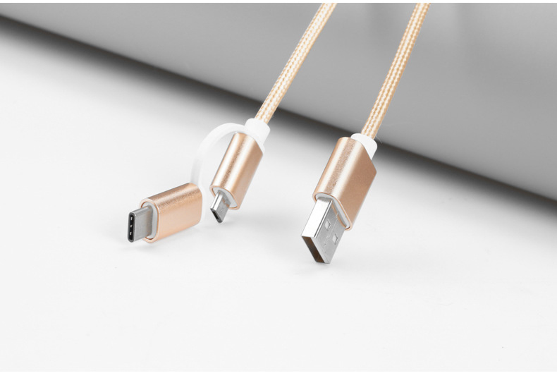 Bakeey-2-in-1-Type-C-Micro-USB-Nylon-Braided-Data-Charging-Cable-USB-20-for-6-Oneplus-S8-S7-1198446