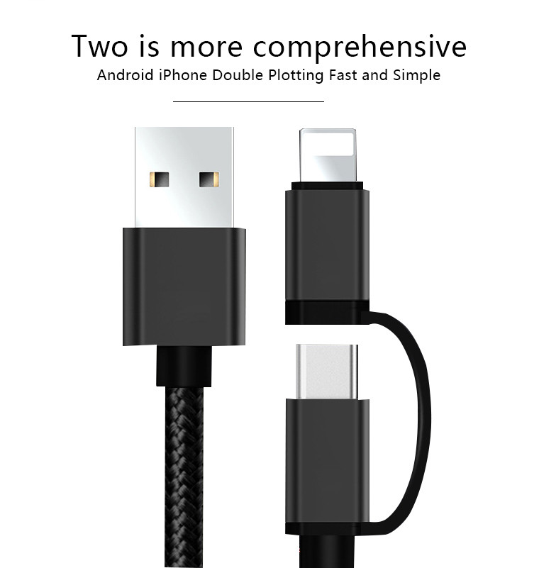 Bakeey-2-in-1-Type-C-Micro-USB-for-Fast-Charging-Phone-Data-Cable-for-iPhone-S8-X-Xiaomi-1388024