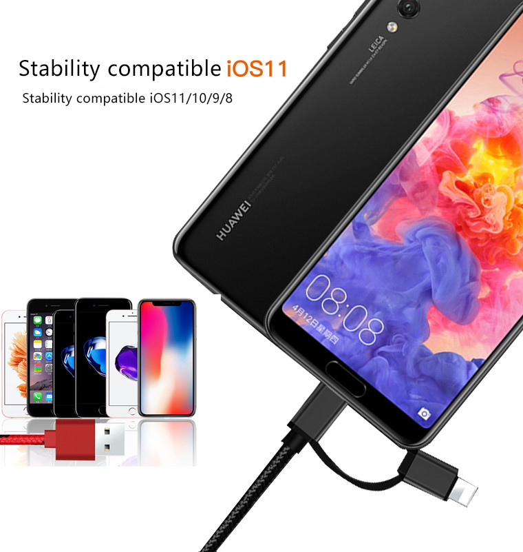 Bakeey-2-in-1-Type-C-Micro-USB-for-Fast-Charging-Phone-Data-Cable-for-iPhone-S8-X-Xiaomi-1388024