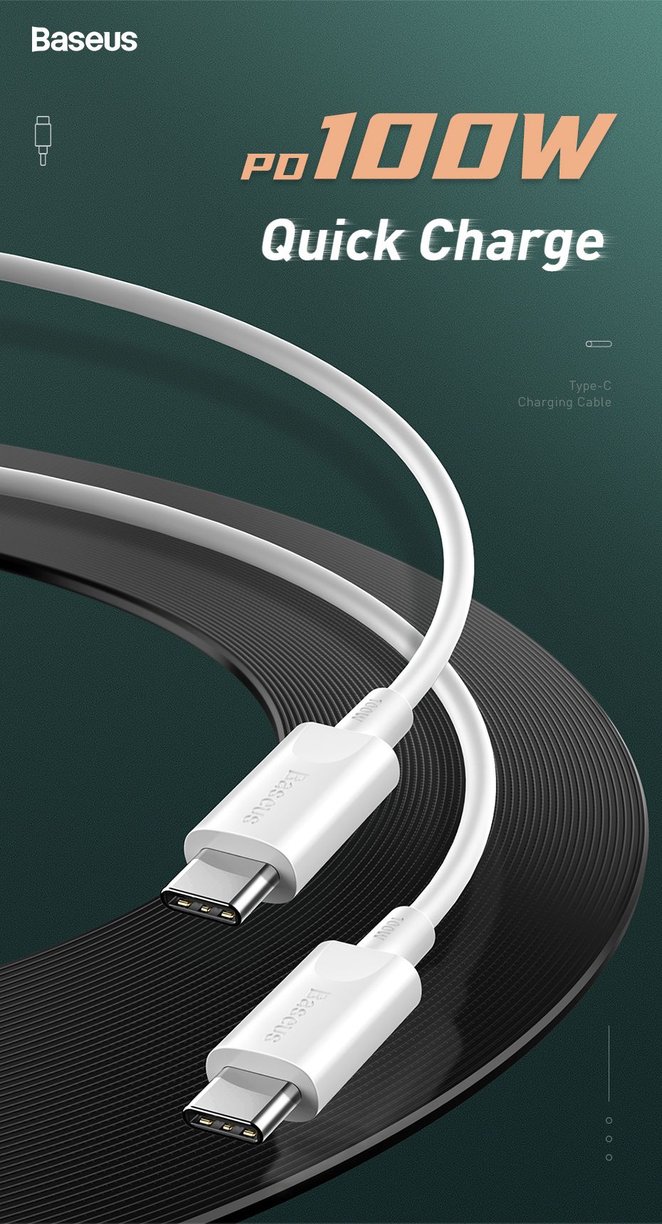 Baseus-15m492ft-100W-5A-PD-USB-C-to-USB-C-Cable-PD-30-QC-30-FCP-Fast-Charging-Data-Sync-Cable-Cord-F-1691948