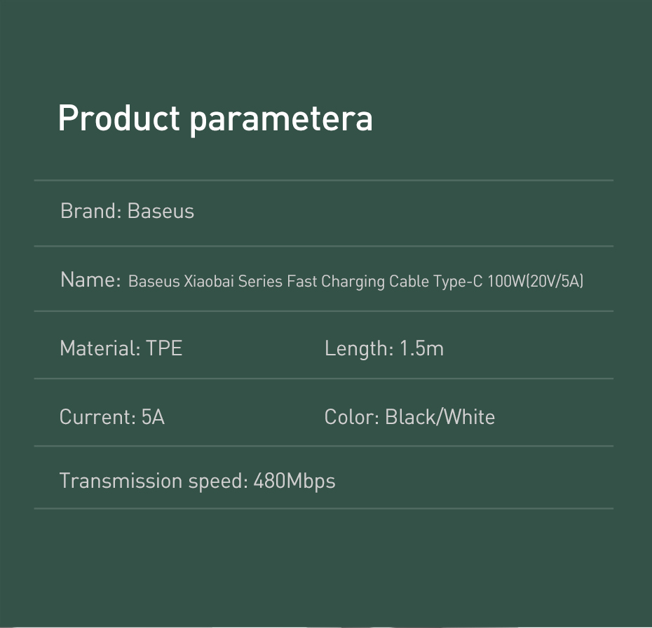 Baseus-15m492ft-100W-5A-PD-USB-C-to-USB-C-Cable-PD-30-QC-30-FCP-Fast-Charging-Data-Sync-Cable-Cord-F-1691948