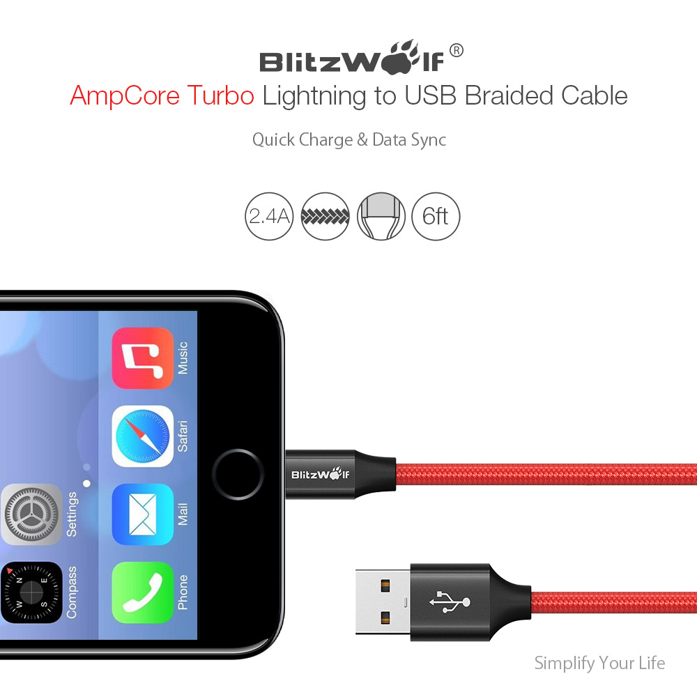 BlitzWolfreg-AmpCore-Turbo-BW-MF10-24A-Braided-Lightning-to-USB-Charging-Data-Cable-6ft-with-MFI-for-1187437