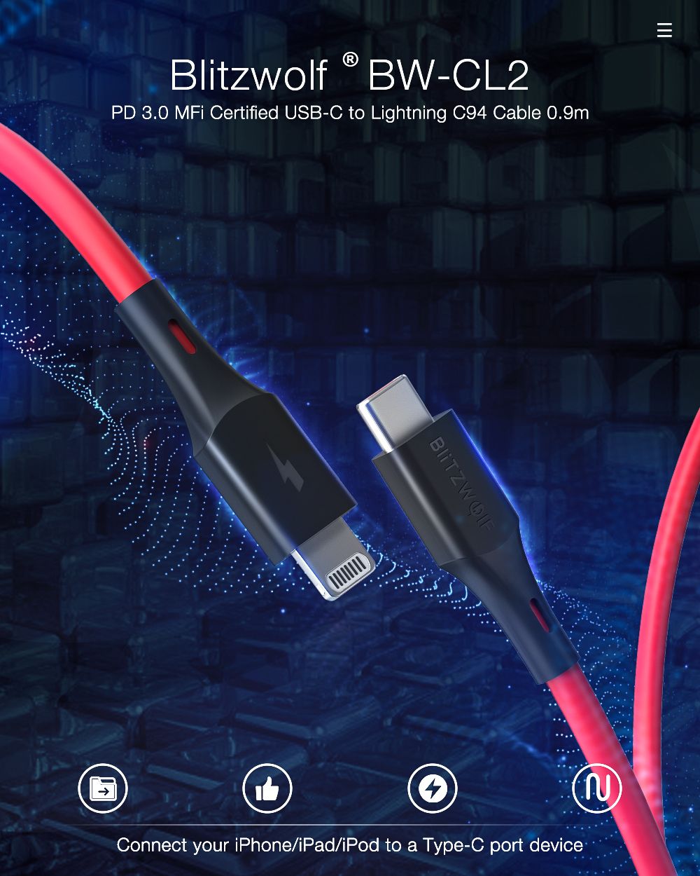 BlitzWolfreg-BW-CL2-3A-USB-C-to-Lightning-PD-Cable-Power-Delivery-Fast-Charging-Data-Cable-With-MFi--1547595