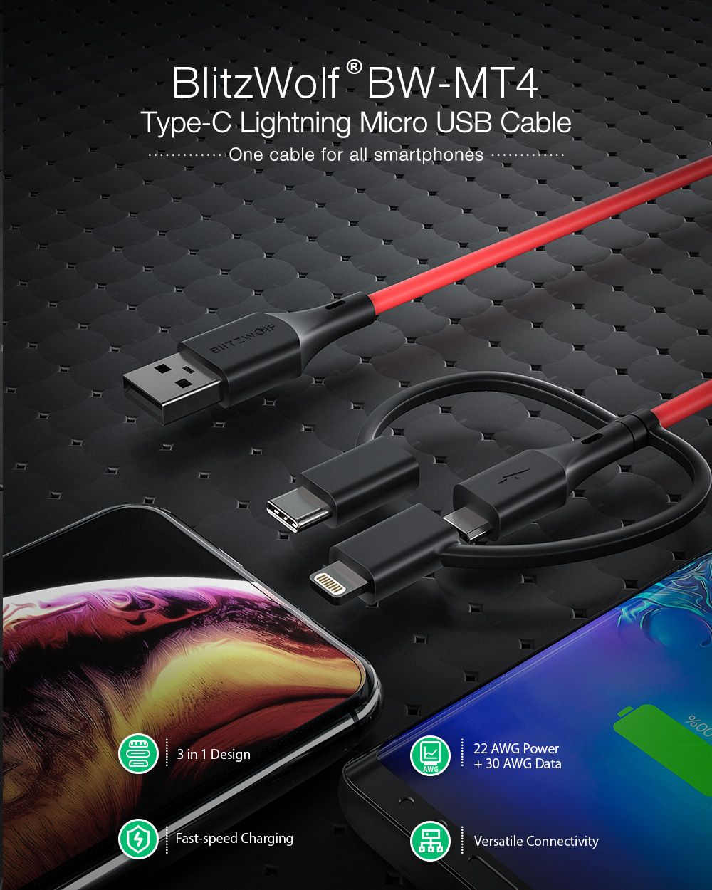 BlitzWolfreg-BW-MT4-3-in-1-Type-C-Lightning-Micro-USB-Data-Cable-With-MFI-Certified-3ft091m-for-Sams-1475579