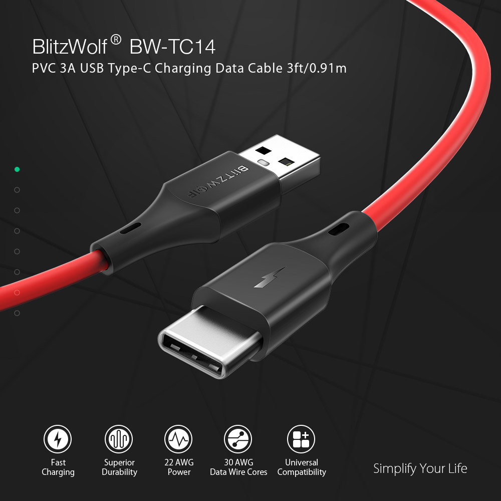 BlitzWolfreg-BW-TC14-3A-USB-Type-C-Cable-Fast-Charging-Data-Sync-Transfer-Cord-Line-3ft09m-For-Samsu-1339459