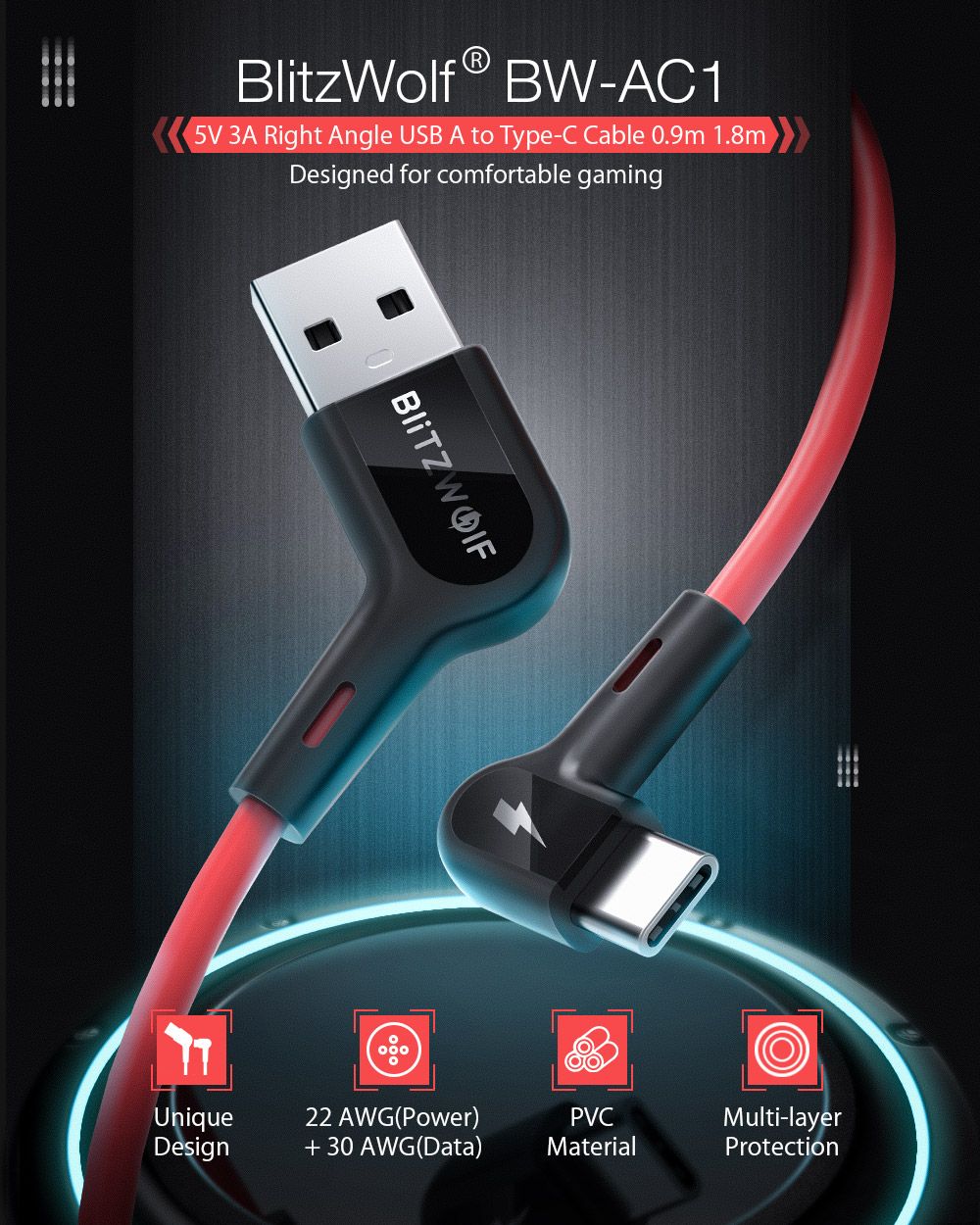 Blitzwolfreg-BW-AC1-3A-90degRight-Angle-USB-A-to-Type-C-Data-Cable-09m-18m-Reddot-Award-2020-for-Gam-1533162