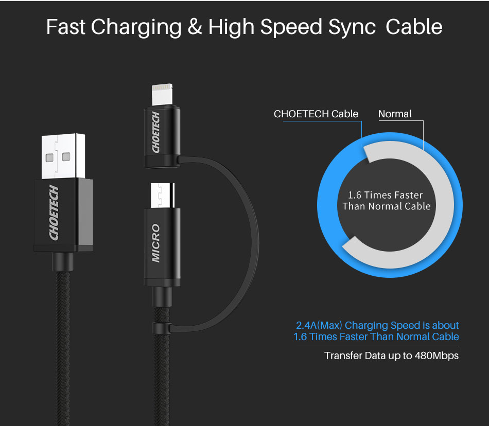 CHOETECH-2-in-1-24A-Micro-USB-Lightning-for-Nylon-Data-Cable-for-iPhone-7-Plus-Note-4-1198593