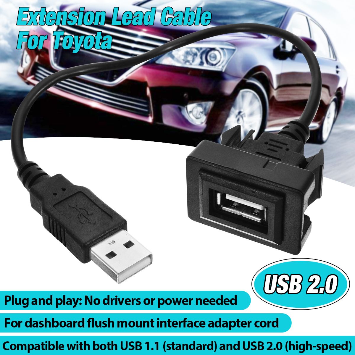 Car-USB-20-Extension-Lead-Cable-Auto-Dashboard-Flush-Mount-Interface-Adapter-Cord-for-Toyota-1229746