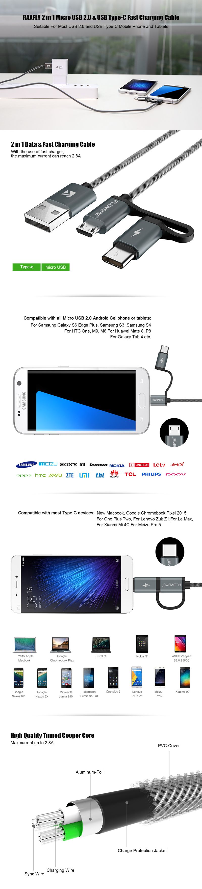 FLOVEME-QC-30-Fast-Charging-Micro-USB-Type-C-Data-Cable-80cm-for-Samsung-S8-S7-Huawei-P10-Oneplus-5-1207061