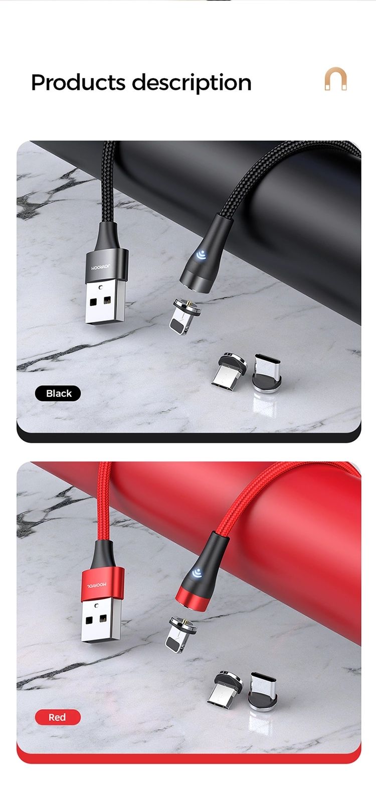 Joyroom-Type-C-Micro-USB-21A-360-Degrees-LED-Indicator-Fast-Charging--Magnetic-Data-Cable-For-Huawei-1654234