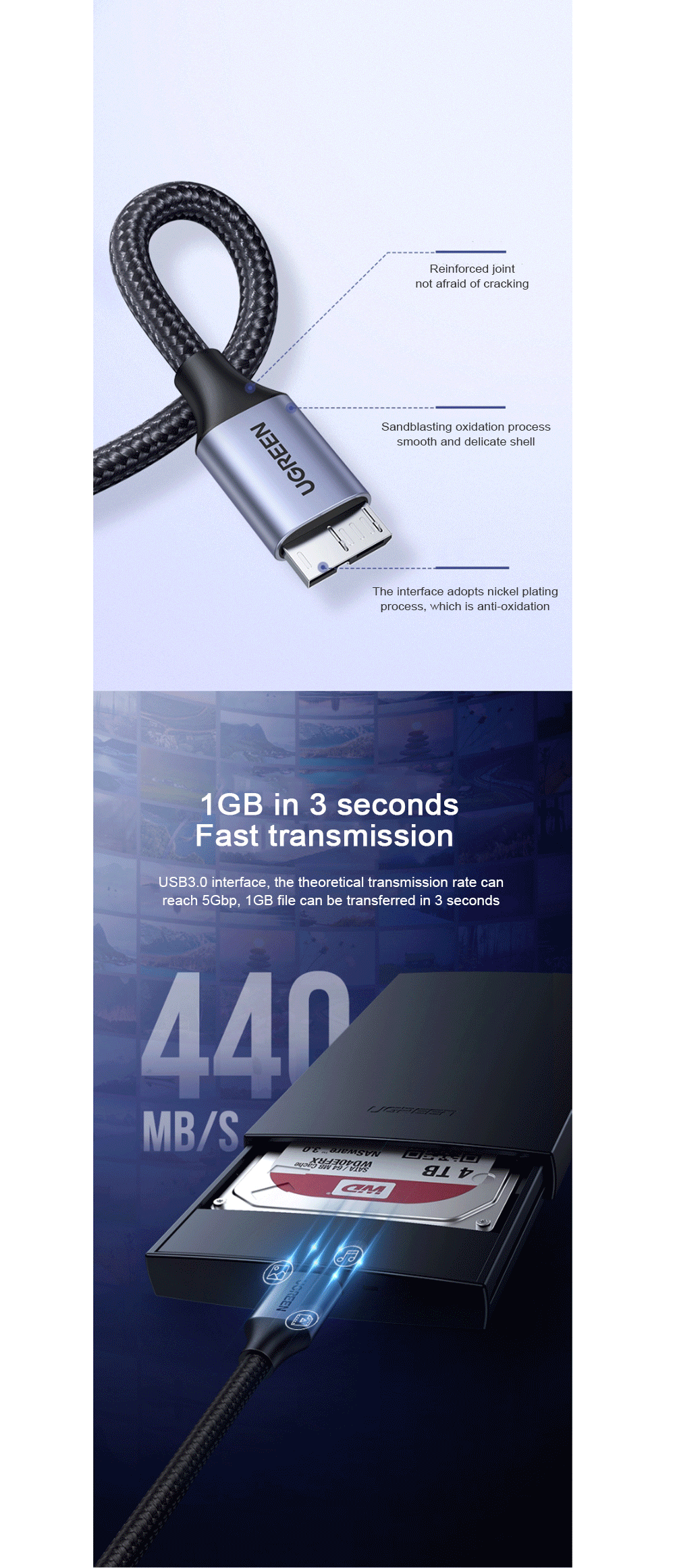 UGREEN-USB-30-to-Micro-USB-Data-Cable-Mobile-Hard-Disk-Extension-Cable-Connector-Data-Transmission-C-1751407