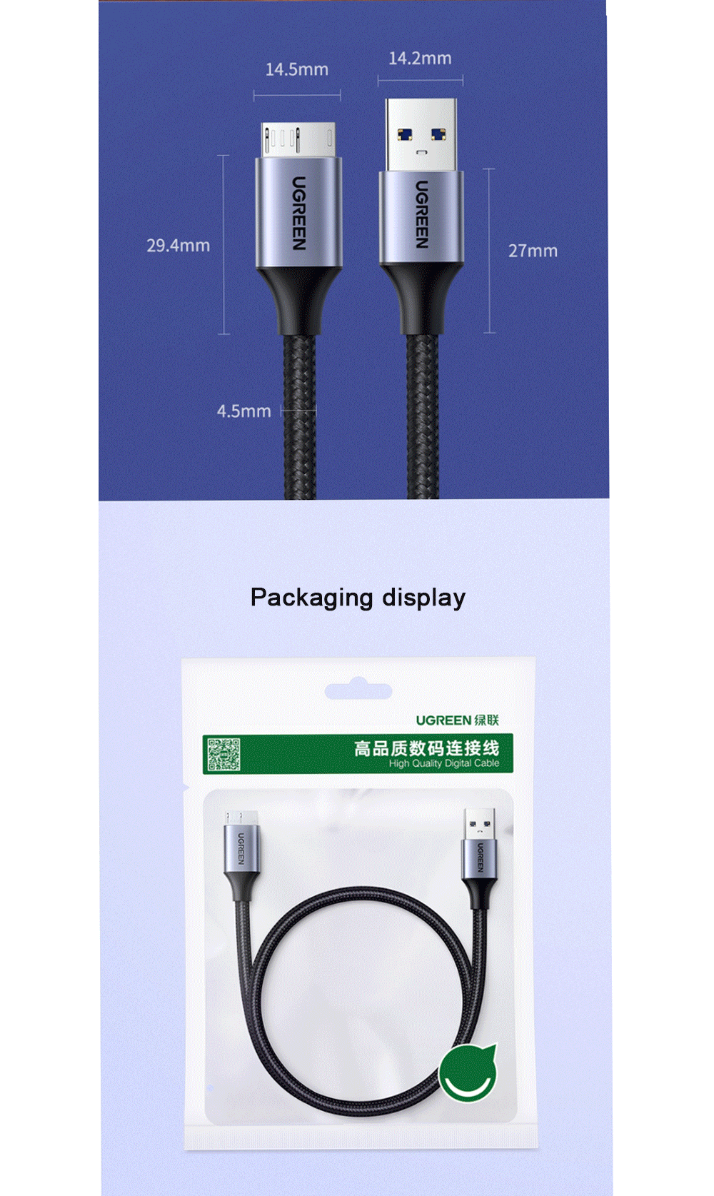 UGREEN-USB-30-to-Micro-USB-Data-Cable-Mobile-Hard-Disk-Extension-Cable-Connector-Data-Transmission-C-1751407
