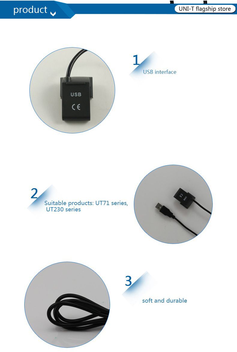 UNI-T-UTD04-Infrared-USB-Interface-Connection-Cable-Data-Line-for-UT71-UT61-UT60-UT81-UT230-1225380