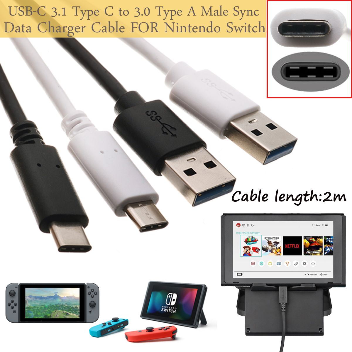 USB-C-31-Type-C-to-30-Type-A-Male-Sync-Data-Charger-Cable-FOR-Nintendo-Switch-1634694