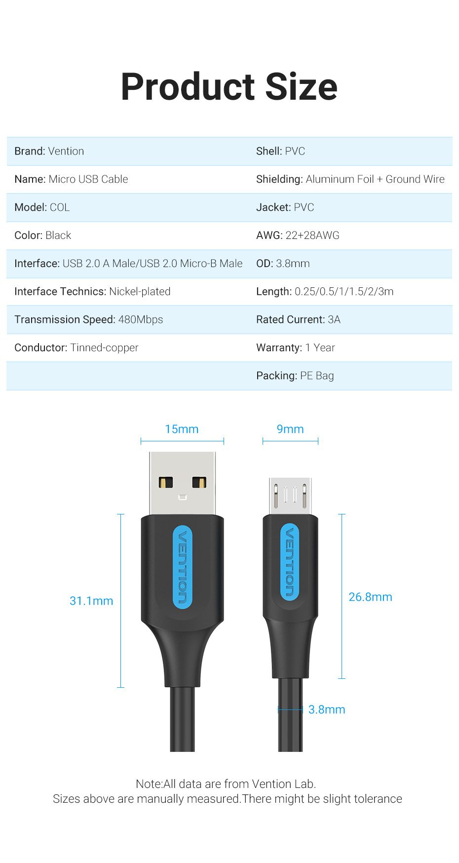 Vention-USB-20-A-Male-to-Micro-B-Male-0250511523m-Data-Cable-For-Samsung-Huawei-Android-Phone-1760506